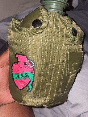 Mariah the Scientist Green Tactical Canteen with Pink H.S.S. Patch